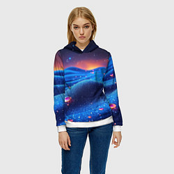 Толстовка-худи женская Синяя дюна - текстура, цвет: 3D-белый — фото 2