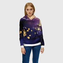 Толстовка-худи женская Золотая краска на текстуре, цвет: 3D-белый — фото 2