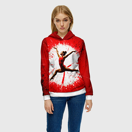 Женская толстовка Воздушная гимнастка на красном / 3D-Белый – фото 3