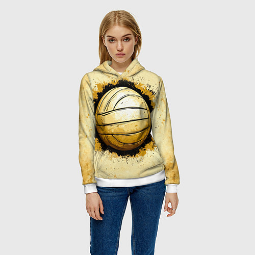 Женская толстовка Волейбольный мяч на бежевом / 3D-Белый – фото 3