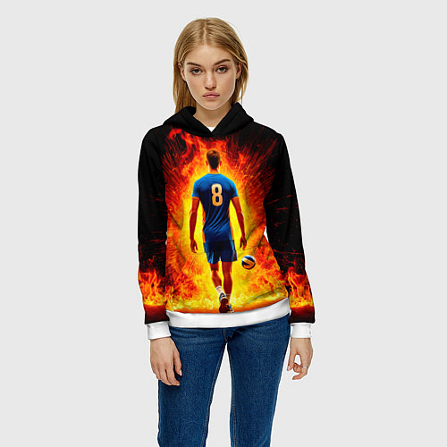 Женская толстовка Волейболист в огне / 3D-Белый – фото 3