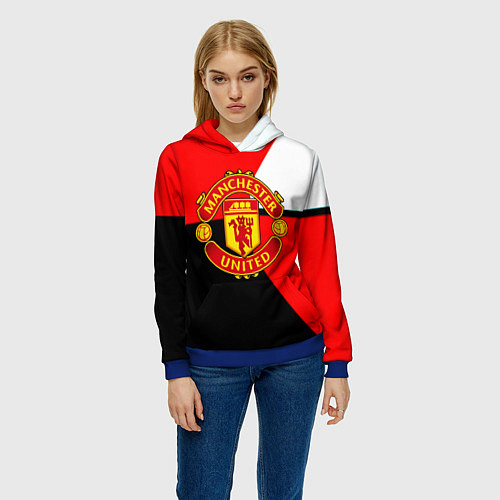Женская толстовка Манчестер юнайтед геометрия линии / 3D-Синий – фото 3