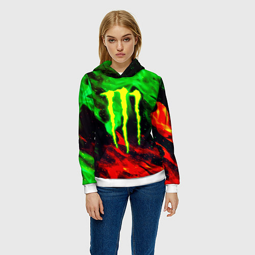 Женская толстовка Monster energy огонь лого / 3D-Белый – фото 3