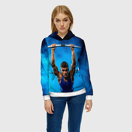 Женская толстовка Турникмен синий дым / 3D-Белый – фото 3