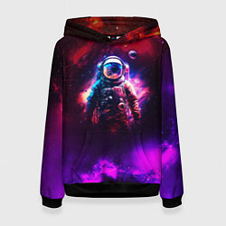 Толстовка-худи женская Космонавт пламенный, цвет: 3D-черный