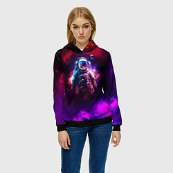 Толстовка-худи женская Космонавт пламенный, цвет: 3D-черный — фото 2