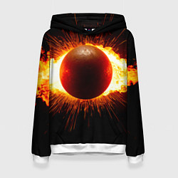 Толстовка-худи женская Ядро для талкания в огне, цвет: 3D-белый