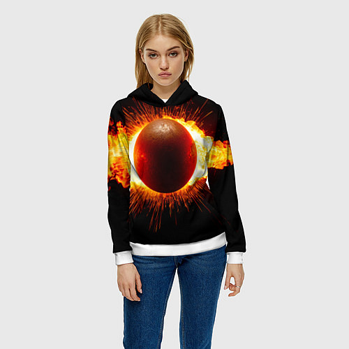 Женская толстовка Ядро для талкания в огне / 3D-Белый – фото 3