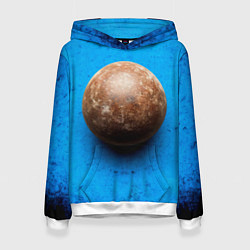 Толстовка-худи женская Ядро для талкания на синем, цвет: 3D-белый