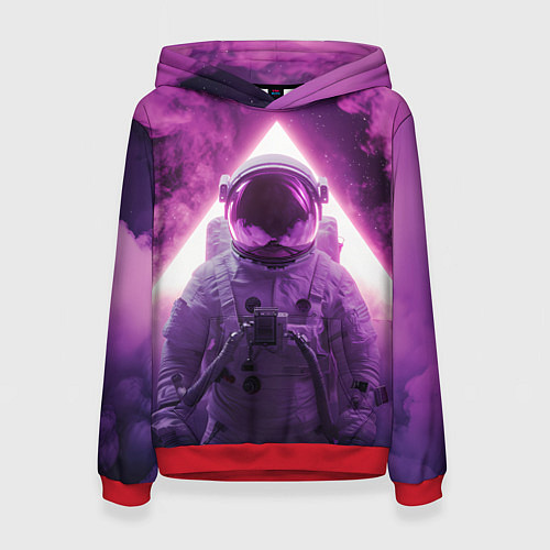 Женская толстовка Космонавт и фиолетовый космос / 3D-Красный – фото 1