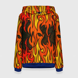 Толстовка-худи женская Языки пламени арт, цвет: 3D-синий