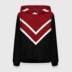 Толстовка-худи женская Красный с чёрным и белые полосы, цвет: 3D-черный