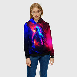 Толстовка-худи женская Космонавт в пламени, цвет: 3D-черный — фото 2