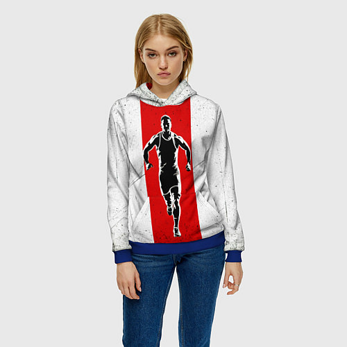 Женская толстовка Легкоатлет на красно-белом / 3D-Синий – фото 3