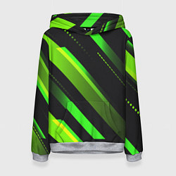Толстовка-худи женская Color black green, цвет: 3D-меланж