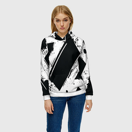 Женская толстовка Color black white / 3D-Белый – фото 3