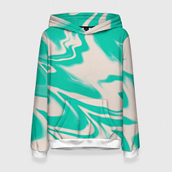 Толстовка-худи женская Color white turquoise, цвет: 3D-белый
