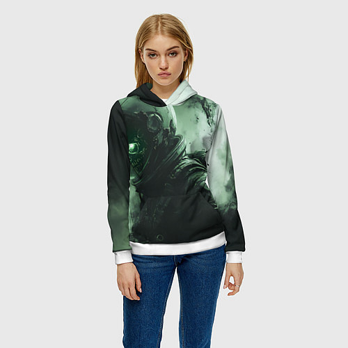 Женская толстовка Зеленый скелет космонавта / 3D-Белый – фото 3