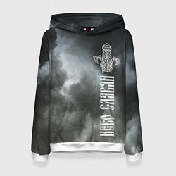 Толстовка-худи женская Славянский Перун - небо славян, цвет: 3D-белый