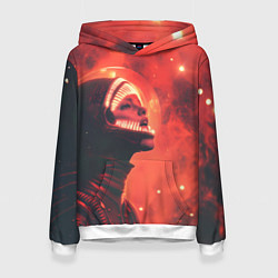 Толстовка-худи женская Девушка в космосе в костюме чужого, цвет: 3D-белый