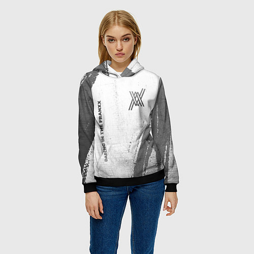 Женская толстовка Darling in the FranXX - white gradient вертикально / 3D-Черный – фото 3