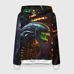 Толстовка-худи женская Злой Чужой, цвет: 3D-белый