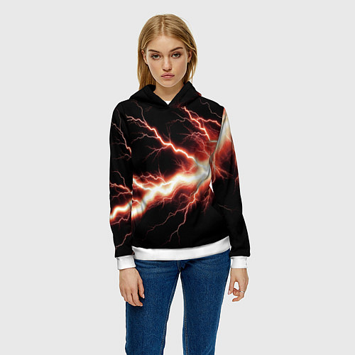 Женская толстовка Lightning red / 3D-Белый – фото 3