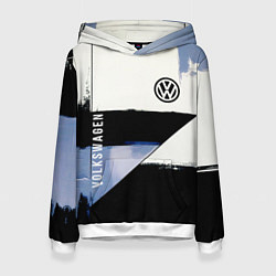 Толстовка-худи женская Volkswagen логотип, цвет: 3D-белый