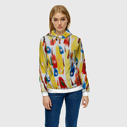 Толстовка-худи женская Rainbow splashes, цвет: 3D-белый — фото 2