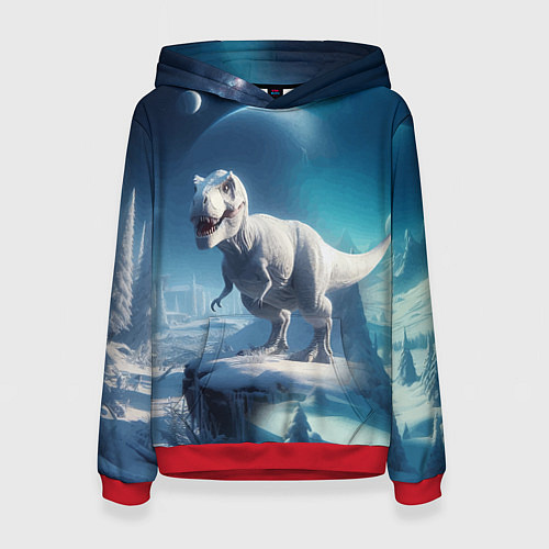 Женская толстовка Снежный динозавр - история вымирания / 3D-Красный – фото 1