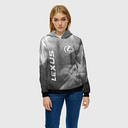 Толстовка-худи женская Lexus - grey gradient вертикально, цвет: 3D-черный — фото 2
