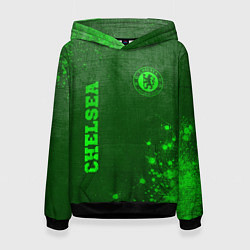 Толстовка-худи женская Chelsea - green gradient вертикально, цвет: 3D-черный