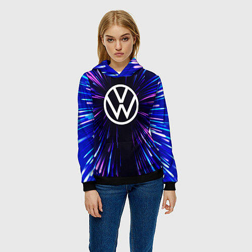 Женская толстовка Volkswagen neon energy / 3D-Черный – фото 3