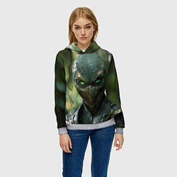 Толстовка-худи женская Reptile green Mortal kombat, цвет: 3D-меланж — фото 2