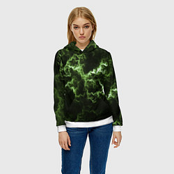 Толстовка-худи женская Lightning green glow, цвет: 3D-белый — фото 2