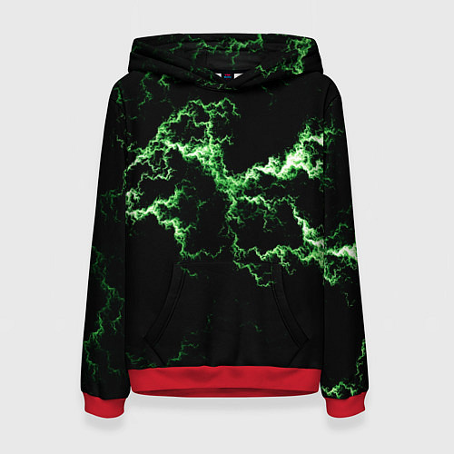 Женская толстовка Lightning green glow / 3D-Красный – фото 1