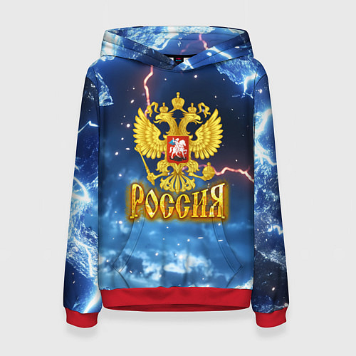 Женская толстовка Герб России и ледяной фон / 3D-Красный – фото 1