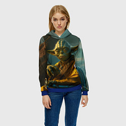 Толстовка-худи женская Мудрец Йода, цвет: 3D-синий — фото 2