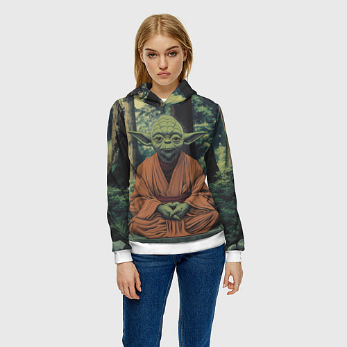 Женская толстовка Йода в лесу / 3D-Белый – фото 3