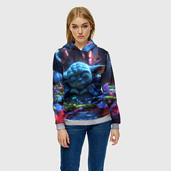 Толстовка-худи женская Спящий Йода, цвет: 3D-меланж — фото 2