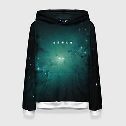 Толстовка-худи женская Космос галактика вселенная, цвет: 3D-белый