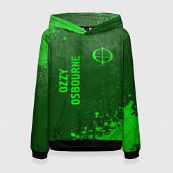 Толстовка-худи женская Ozzy Osbourne - green gradient вертикально, цвет: 3D-черный