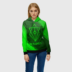 Толстовка-худи женская In Flames - green gradient, цвет: 3D-черный — фото 2
