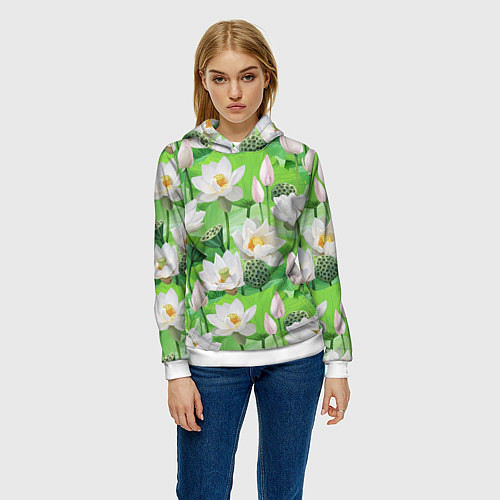 Женская толстовка Озеро лотосов / 3D-Белый – фото 3