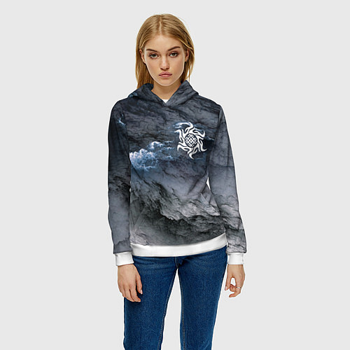 Женская толстовка Символика Белобога - оберег / 3D-Белый – фото 3