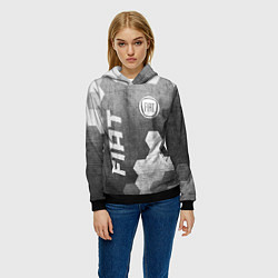 Толстовка-худи женская Fiat - grey gradient вертикально, цвет: 3D-черный — фото 2