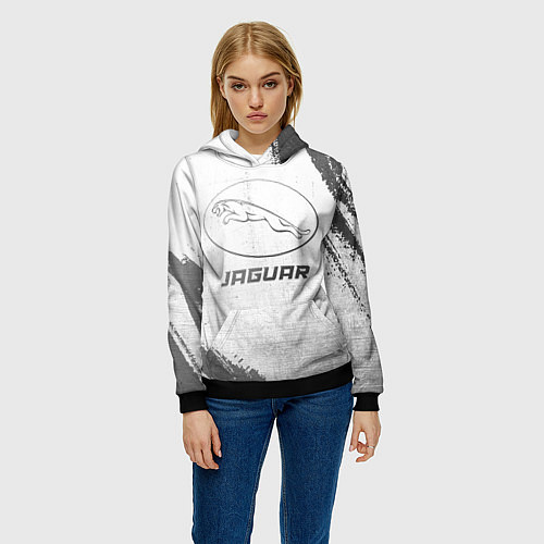 Женская толстовка Jaguar - white gradient / 3D-Черный – фото 3
