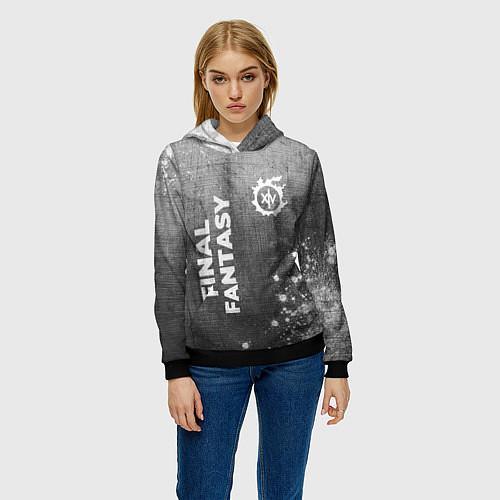 Женская толстовка Final Fantasy - grey gradient вертикально / 3D-Черный – фото 3