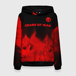 Толстовка-худи женская Gears of War - red gradient посередине, цвет: 3D-черный