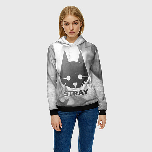 Женская толстовка Stray - white gradient / 3D-Черный – фото 3